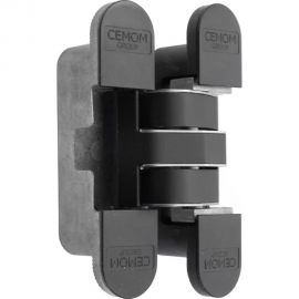 Дверная скрытая петля Cemom Moatti универсальная, 3D, 120x27 мм, 60 кг, черный CEM0027.06/MP 