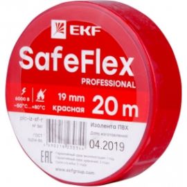 Изолента ПВХ EKF красная 19мм, 20м, серии SafeFlex 10 шт. plc-iz-sf-r 