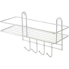 Настенная полка Рыжий кот Lecco Plus 33*12,5*21 см 4 крючка хром 310865 