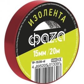 Изолента ФАZА ПВХ 15 мм х 20 м, красная 5013391 