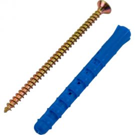 Набор для крепления ВИРТУОЗ дюбель 6x60 К, шуруп 4x70 потайная головка, желтый цинк, 80 шт. 550-11879 