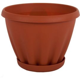 Горшок с поддоном Материя Пластика Знатный терракотовый, диам. 225 мм, 3.9 л 042774 