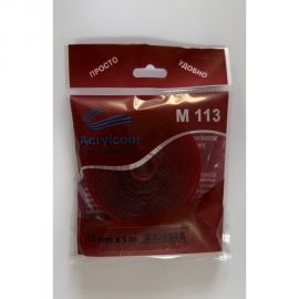 Акриловая лента Акрилком М113 прозрачный носитель, 0,8 мм х 15 мм х 5 м М113 15мм 