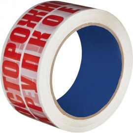 Клейкая лента с логотипом осторожно хрупкое ООО Комус 48 мм х 66 м, 45 мкм, в упаковке 6 шт. 1773955 