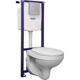 Подвесной унитаз Santeri Пэк Альфа с сиденьем полипропилен, инсталляция, панель хром глянец 1.3815.9.S00.00B.0 00061623 