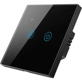 Умный двухкнопочный сенсорный выключатель Roximo черный SWSEN01-2B 
