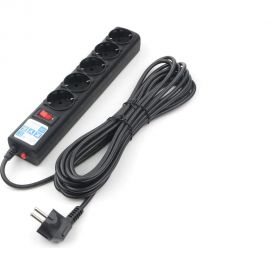 Фильтр-удлинитель Power Cube 5,0 м 5 розеток (черный графит) 10А/2,2кВт, SPG5-С5 