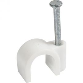 Пластиковая круглая скоба с гвоздем REXANT 9 мм, белая, 20 шт. 07-4009-20 