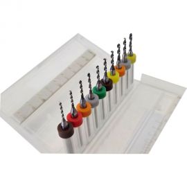 Микросверла твердосплавные по пластику, дереву, текстолиту 10 шт, 0.6-1.5 мм, S=3 мм, l=12 мм, L=38 мм PROCUT DL017102 