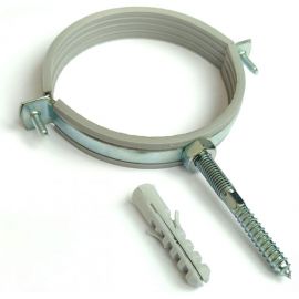 Металлический сантехнический хомут Хоммет 4” 105-115 мм, шпилька М8х80, дюбель 10х50 RUS004 