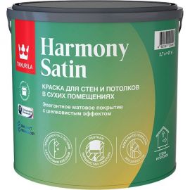 Интерьерная краска Tikkurila harmony satin, матовая, база A, белая, 2.7 л 249241 