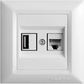 Розетка Vesta-Electric Roma для USB + сетевого кабеля LAN FRZ00050204BEL 