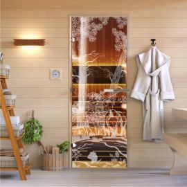 Дверь для бани DoorWood Мишка в лесу бронза, 1900x700 мм, левая DW-00014786 