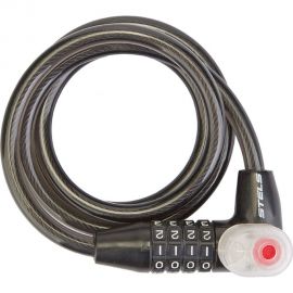 Трос-замок STELS 84608 с шифром, стальн. трос, 10x800 мм, с подстветкой, черный 540054 