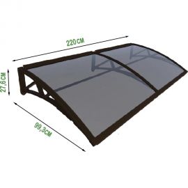 Защитный козырек (навес) ВПМ усиленный профиль, двойной, коричневый, поликарбонат сотовый темный, 6 мм 6191295 