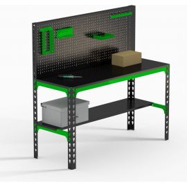 Металлический стол Metalex 750x1500x400 + перфопанель с комплектом аксессуаров SMMPRIA751540 