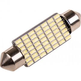 Автолампа диод SKYWAY T11 C5W 49 SMD диодов 1-контурная 41мм обманка белая S08201405 