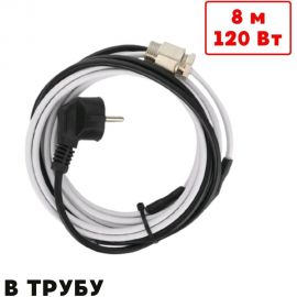Греющий кабель в трубу ТеплоСофт саморегулирующийся 8м 80Вт SRF10/8м/в трубу 