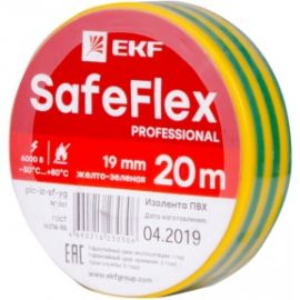 Изолента ПВХ EKF желто-зеленая 19мм, 20м, серии SafeFlex 10 шт. plc-iz-sf-yg 
