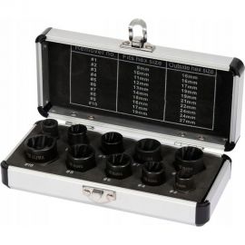 Набор головок для поврежденных болтов и гаек 10 предметов YATO YT-06031 