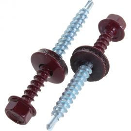 Кровельный саморез Качественный КРЕПЕЖ красное вино RAL 3005, 4.8х51 мм, 55 шт 0300133 КЧ 