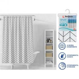 Штора для ванной комнаты PERFECTO LINEA Secret 180x180, с кольцами, векторная графика 36-118107 