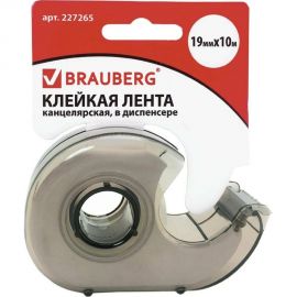 Клейкая лента в тонированном сером диспенсере BRAUBERG 19 мм х 10 м 227265 