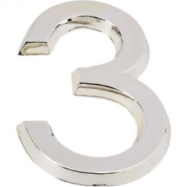 Самоклеящаяся цифра FUARO "3" ABS (50x37) CP хром 46903 