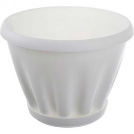 Горшок с поддоном Материя Пластика Знатный белый, диам. 110 мм, 0.45 л 042744 