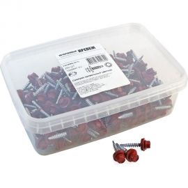 Кровельный саморез Качественный КРЕПЕЖ красно-коричневый RAL 3011, 4.8х29 мм, 200 шт 1000647 КЧ 