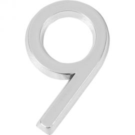 Самоклеящаяся цифра FUARO "9" ABS (50x37) CP хром 46915 