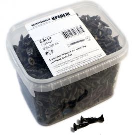 Саморез Качественный крепеж 3,5х19 потай, частая резьба, оксид 1100 шт 0500389 КЧ 