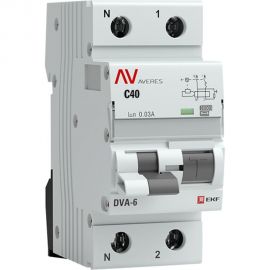 Дифференциальный автомат EKF DVA-6, 1P+N, 40А, 30мА, 6кА, AVERES SQ rcbo6-1pn-40C-30-a-av 