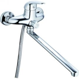 Смеситель для ванны G-lauf с длинным поворотным изливом 360 градусов и душевой лейкой, хром KLO7-A149 