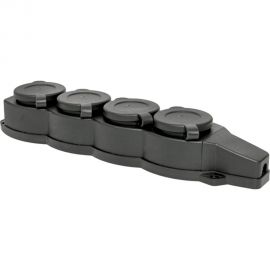 Четырехместная каучуковая розетка с защитными крышками EKF 230В 2P+PE 16A IP44 RPS-020-16-230-44 