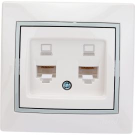 Розетка Lezard Мира RJ 45x2 белый с вст сер 701-0215-141 