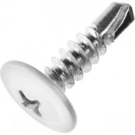 Саморез с прессшайбой крепежная техника белый, 4,2x19, ral 9003, сверло, 50 шт. 10606 