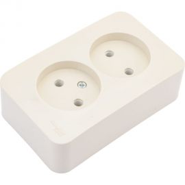 2-ая наружная розетка Schneider Electric Blanca Бежевый, без заземления, без шторок, изолированная пластина SE BLNRA000217 