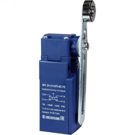 Путевой выключатель Электротехник ВП 24-2143П-65 У2, рычаг со стальным роликом, регулируемый по длине, 1з и 1р, безинерционный, 20 мм, без сальника, 3А, IP65, ET007246 