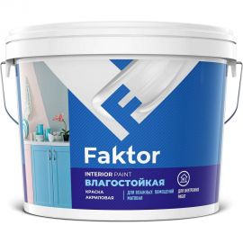 Влагостойкая краска ЯРОСЛАВСКИЕ КРАСКИ FAKTOR для интерьеров белая, ведро 6 кг О05361 