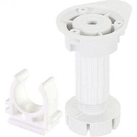 Ножка Tech-Krep пластик, цокольная, Н100 (95-125) мм, белая , 2 шт. с 1 клипсой - пакет 148539 