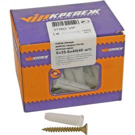 Набор белый дюбель VIPкрепеж 40 шт. 31562 VIP 