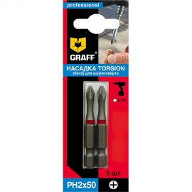 Бита Torsion PH2x50 мм, 2 шт в блистере GRAFF 500250 