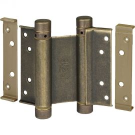 Барная пружинная петля двойного действия ALDEGHI LUIGI SPA 75х34х28 мм, цвет: матовая античная бронза, к-т: 2 шт + ключ с декоративными шурупами 101OS075B2 