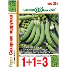 Семена ГАВРИШ Горох Сахарная подружка, серия 1+1, большой пакет 25 г, авторские 19102056 