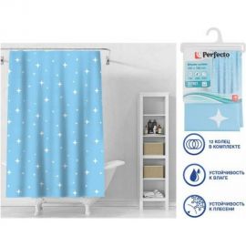 Штора для ванной комнаты PERFECTO LINEA Secret 180x180, с кольцами, звездное небо 36-118102 