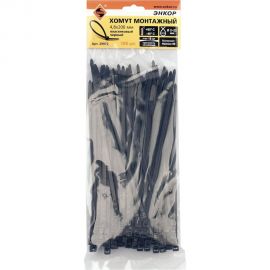 Монтажный пластиковый хомут Энкор 4.8х200 мм черный 100 шт. 29972 