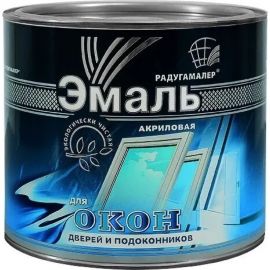 Эмаль акриловая для окон, дверей и подоконников Радугамалер белая полуглянцевая 1,9 кг 4640000602420 