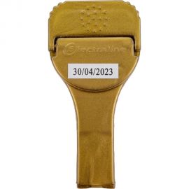 Плоская угловая вилка с заземлением Electraline 16А золотая 55044 