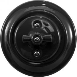 1-клавишный проходной выключатель Retrika ретро, керамика, серия Colony, черный G01-08 